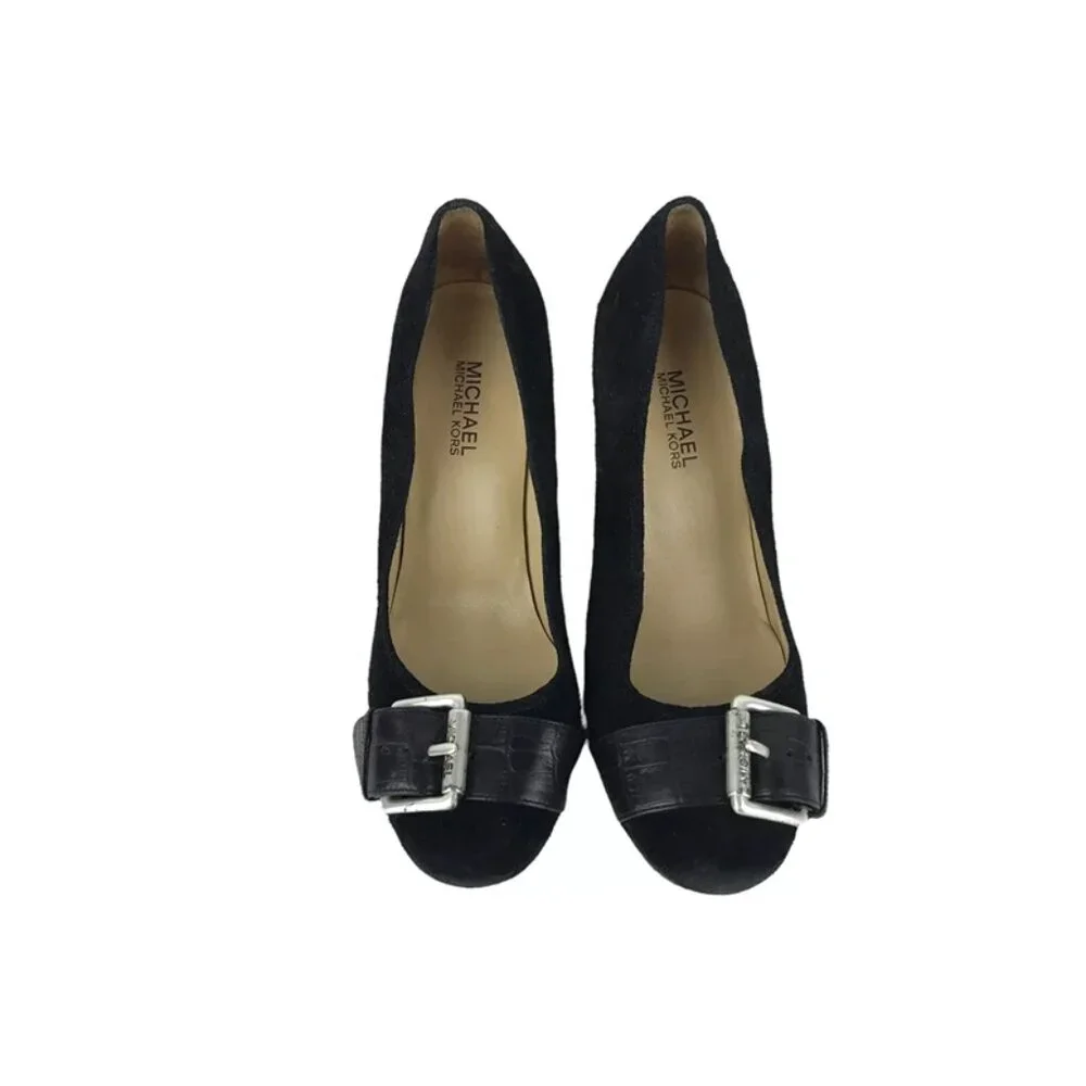 Michael Kors Womens Black Vero Cuoio Slip On Cone Pump Heel Size US‎ 7.5